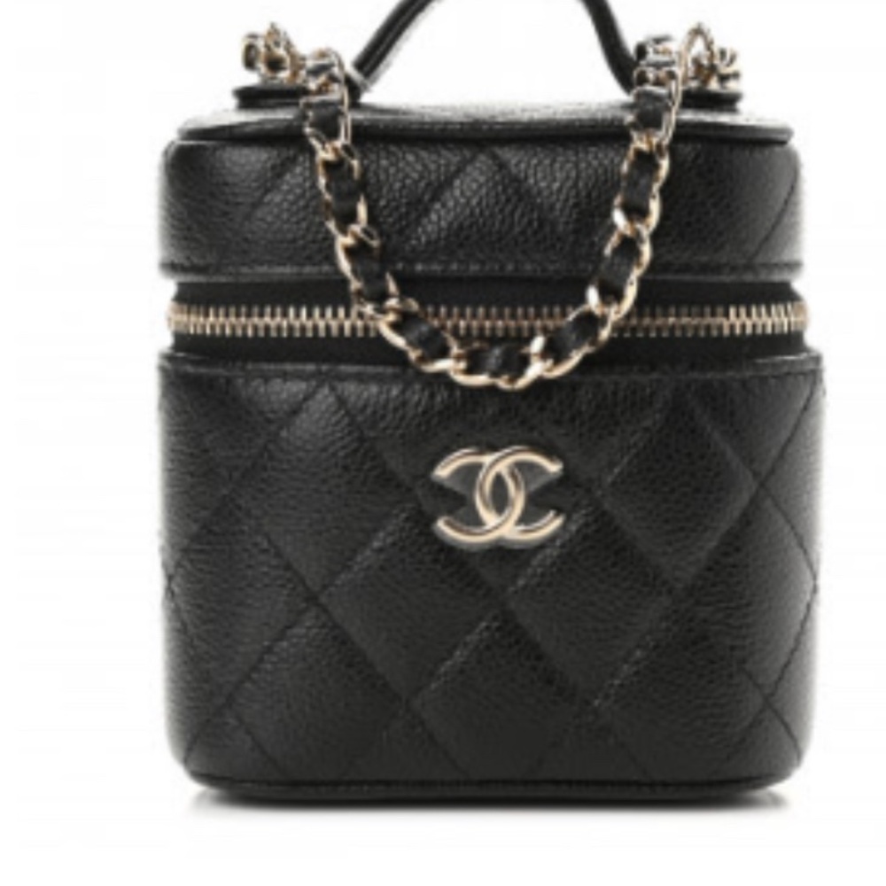 Chanel Caviar Quilted Small Handle With Care Vanity Case With Chain